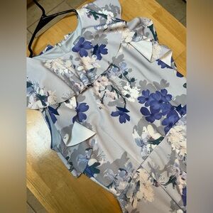 ASOS High Neck Floral Ruffle Midi Dress